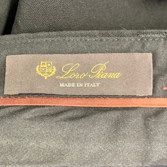 LORO PIANA Size 2 Black Virgin Wool Paper Pleated Wide Leg Dress Pants - Picture 5 of 8